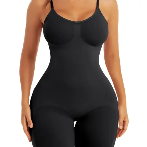 Women's Underwear Solid-Color Basic Minimalist Adjustable Spaghetti Strap Scoop Neck Shapewear Romper, High-Stretch Tummy Control Butt-Lifting Shaper, Body Shapewear Faja, Women's Shapewear for All Seasons, Body Contouring Faja