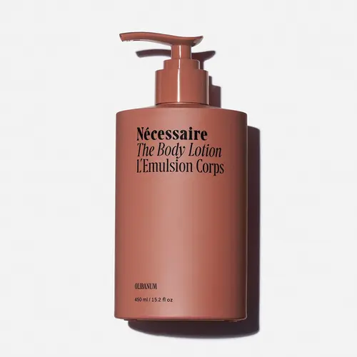 Nécessaire The Body Lotion with Pump. Multi-Peptide Firming Lotion to Moisturize, Firm, Strengthen. 2.5% Niacinamide, Vitamin C/E + Omega 6/9. 450ml / 15.2 fl oz