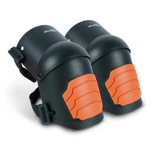 MELOTOUGH PRO Orange Snap-Hinged Knee Pads with Snap Clips, Extra Gel & EVA Foam, Impact Cushion, Non-Slip Heavy-Duty, Adjustable Protection for Men’s Construction, Flooring Install, Flexes with Knees, Plastic Shell