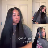Nadula V Part Kinky Straight Summer Wig Minimal Leave Out Glueless 100% Human Hair Natural Density Soft Blends Well EasiContour Adjustable Cap Beginner Friendly SummerTurnUp