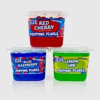 ICEE Popping Boba 3-Tub Pack – Classic ICEE Inspired Flavors | Red Cherry, Blue Raspberry & Lemon Lime | Fruit Popping Boba Pearls for Drinks, Beverage, Slushies, Desserts & Bubble Tea – Includes Boba Straws