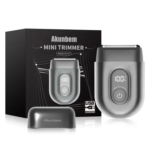 [SummerVibes]Akunbem Mini Electric Razor for Men,IPX7 Waterproof Beard Shaver with LED Display,Titanium Steel Blade,One Button Portable Travel Razor,Wet & Dry Use Facial Shaver,Compact Grooming Tool,Husband Gift, Birthday, Halloween & Christmas