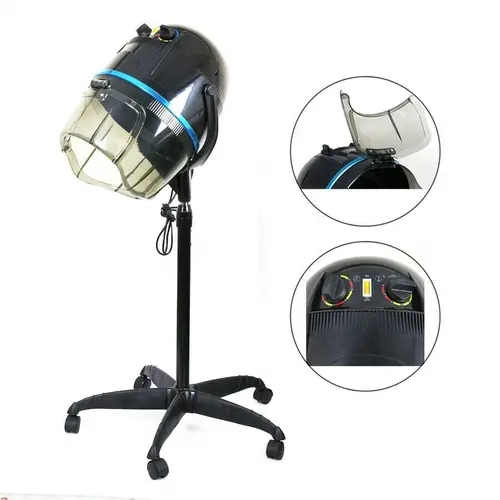 Professional Hands-Free Hooded Bonnet Hair Dryer - 1300W Power Dual-Looped Heating, Portable Rustless Steel Rolling Stand, Adjustable Height, 0-75℃ Temp Control, 60-Min Timing Function, Fits Largest Rollers, Styling Tool for Salon & Home Blowouts