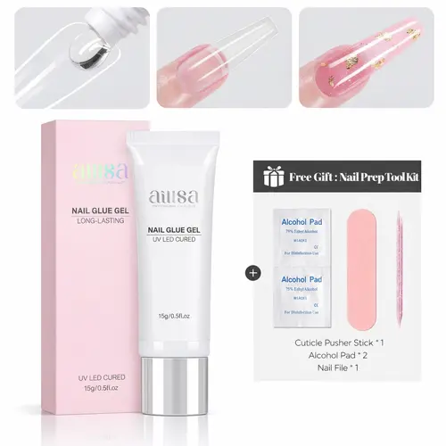 AILLSA Strong Hold Solid Gel Nail Glue (15g/30g) - Cure Under Light, Long-Lasting Grip, Easy to Apply, Soak-Off Beauty Product Cosmetic for Nail Extensions, Acrylics, Fake Press-Ons (Lamp Not Included) TikTokShopBackToSchool Sohochic