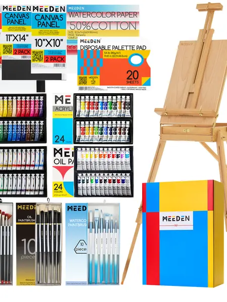 MEEDEN 149PCS Art Supplies with French Easel, All-in-one Painting Set for Artists Beginners