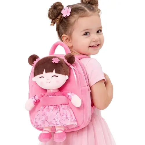 Gloveleya Kid Backpack for Toddlers for Back to School - Cute Princess Doll Kindergarten School Bag for Girls, Soft Plush Daycare Bag with Detachable Toy,back to school