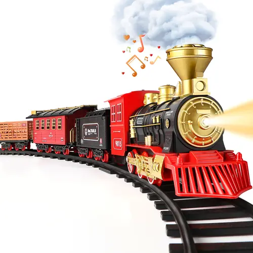Rc Steam Locomotive Christmas Train, Remote Control Train Toys，Christmas Gift for Kids Boys Girls with Smokes, Lights and Sound backtoschool