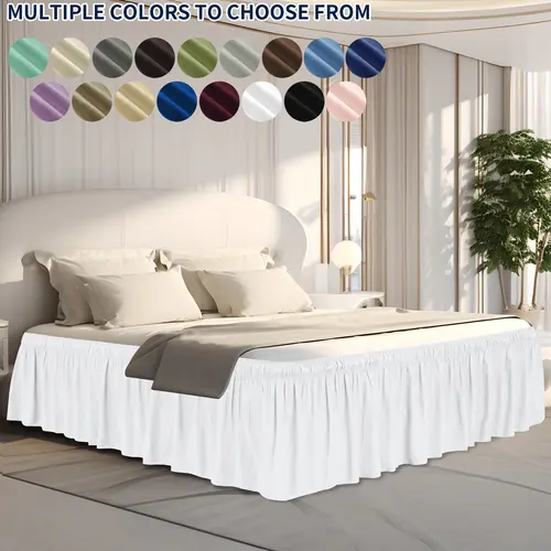 Easy-Going Ruffled Bed Skirt, 14/18/22 Inch Tailored Drop Soft Washable Bed Skirt for Twin, Queen, King and C-King Size Beds, Fitted with Adjustable Elastic Belt, Without Lift The Mattress, Bedroom, Beddecor, Bedroom Decor, Bedding