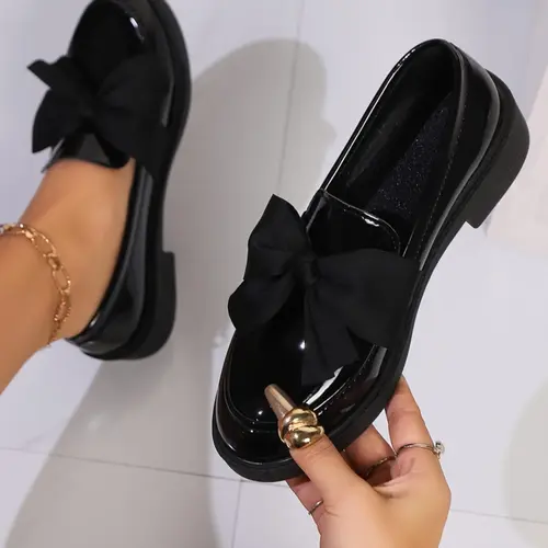 Women's Fashionable Bowknot Design Loafers, Comfortable Flat Shoes for Daily Wear, Lightweight Breathable Shoes for Women & Girls