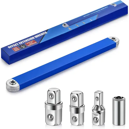 Heavy Duty Steel Offset Extension Wrench Set With 1/2-inch, 1/4-inch, 3/8-inch Drive Adapters, Adjustable 60° Swing Arm, Chain Drive, Ergonomic Grip, Pentagon Head Versatile Extension Mechanic's Tools Universal Extensions Wrench for Small Place, Car Repai