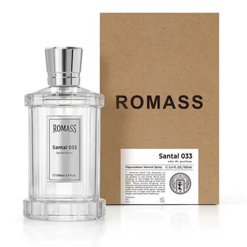 ROMASS Santal 033 Unisex EDP Parfum Spray 100ML Aromatic Woody Fragrance with Cardamom Violet Cedarwood Sandalwood Vetiver Musk Leather Violet #Summervibes