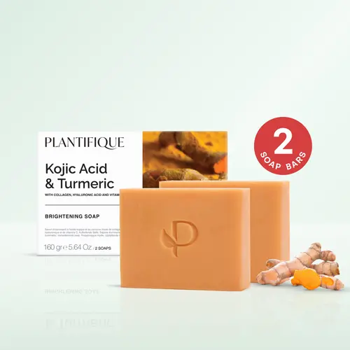 [PLANTIFIQUE Official Shop] Kojic Acid Body Care Cleanser Soap - Brightening, Hyaluronic & Papaya-Infused for Hyperpigmentation, Dark Spots & Discoloration, Acne Marks, Moisturizer, Exfoliate, Gentle, Radiance, Smooth, Turmeric, Vegan, Sensitive, Pack, Da