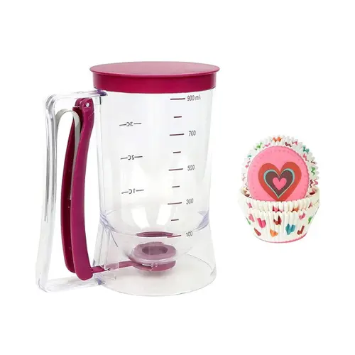 Manual Batter Measuring Dispenser with Handle, 900 ml Accurate Kitchen Gadget for Baking Waffles, Pancakes, Cupcakes, Specialty Kitchen Utensil