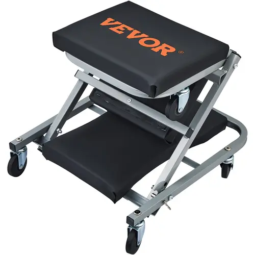 【toolupgrade】VEVOR Z Creeper Seat Rolling Chair - Adjustable, Foldable Ergonomic, Oilproof Vinyl, 360° Smooth Steer, 3in Tight Access, Supportive Sitting, Slide & Sit Auto Mechanic Garage Work Stool with Various Specifications