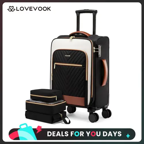 LOVEVOOK Carry On Luggage 18x13x11 Airline Approved, 18Inch Softside Suitcases with Wheels, Lightweight Spinner Carry on Suitcase with TSA Lock TikTokShopBackToSchool