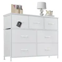 Drawer Dresser Organizer Storage Drawers Fabric Storage Tower with 7 Drawers, Chest of Drawers with Fabric Bins, Steel Frame, Wood Top