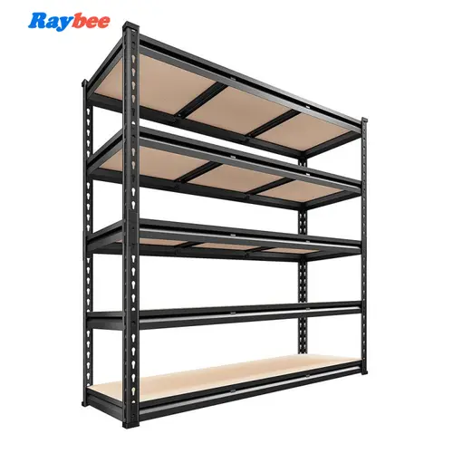 Raybee Shelf Standing Utility Shelves for Home Garage Kitchen Office Metal Frame Adjustable Storage Rack Rolled Edge Column Shelf with MDF Board Panel #TikTokShopBackToSchool