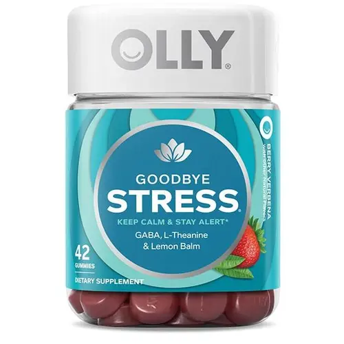 OLLY Goodbye Stress Dietary Gummies, GABA, L-Theanine, Lemon Balm, Raspberry-Berry Flavor, Selfcare Stress Relief Supplement, 42ct, Healthcare