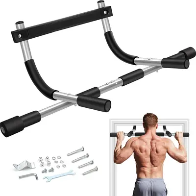 SPORTIC Upgrade Steel Pull-Up Bar for Doorway Multi-Grip Chin Up Bar Heavy Duty Pull Up Bar exercise equipment Adjustable Black