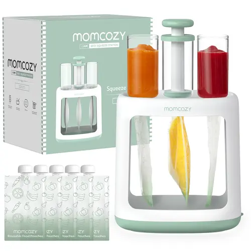 Momcozy Baby Food Maker for Puree Food Storage, Precise Capacity Squeeze Station,  No Food Splashing,Baby Essentials, with 5pcs Reusable Storage Bags