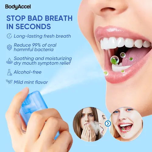 【BodyAccel】Probiotic Oral Spray 20ml Mint Flavor Breath Freshener with Xylitol for Long-Lasting Oral Care Portable & Sugar-Free Cleansing