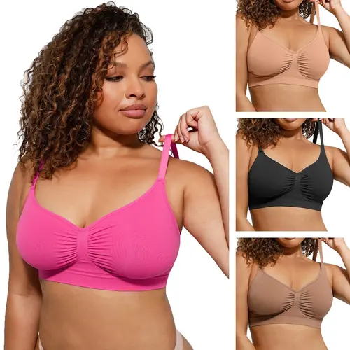 FeelinGirl WIRELESS Bra Women's Wireless Bra Comfort Bralettes Suitable for up to 44DD   No Underwire Unlined Cami Bra Seamless Tshirt Bras Sports Bra