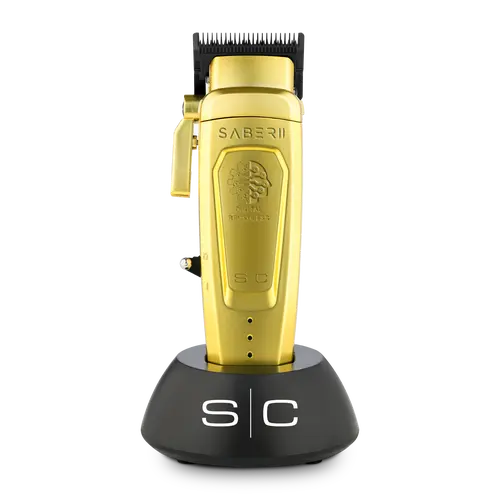 StyleCraft Saber 2 Clipper - Professional Cordless Modular Hair Clipper with High-Torque Digital Brushless Motor in Gold