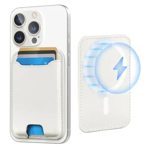MagSafe Magnetic Snap Wallet Card Holder with Clip, RFID Blocker, NFC Protection, 4 Card Slots, Fits iPhone 12+/13/14/15/16 Series & 16 Pro, Easy Installation, Portable Blue Adhesive Smartphone Accessory,back to school,back to school haul