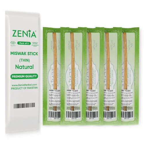(5 Pack) Thin Zenia Sewak Miswak Natural Toothbrush Thin Sticks Oral Care