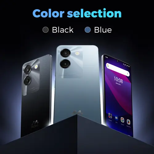 【C67】MIRO Unlocked Smartphone - 6.75" HD+ 90Hz Display, MediaTek Helio G36 8-Core, 4900mAh Battery, 8GB RAM, 64GB Storage, Dual Rear Cameras, Black/Blue Memory Device