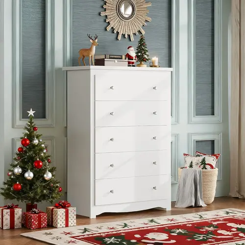 WLIVE Wooden Dresser Storage Unit - Modern Deep Drawer Bedroom Furniture, 180-lb Top Load Apartment Furniture, Multi-Compartment Indoor Cupboard for Bedroom Storage