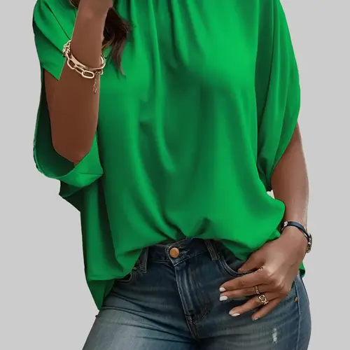 ZEAGOO Women's Blouses Dressy Casual Mock Neck Batwing Sleeve Tops Loose Fit Tie Back Summer Tunic Tops summerwins,back to school,back to school shopping
