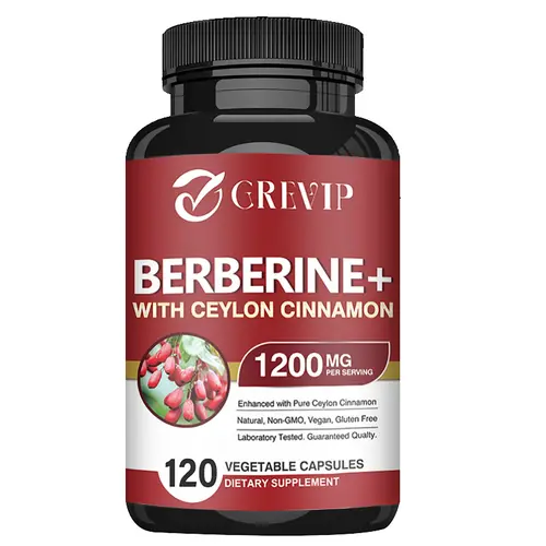 Grevip with Berberine HCl - 1200 mg, Ceylon Cinnamon - 100 mg and other high potency ingredients -  120 Capsules