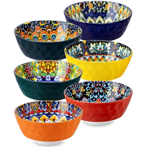 vancasso Cereal Bowls, Ceramic Soup Bowls Set of 6, 12/26 oz Colorful Bowls Set for Kitchen, Dishwasher & Microwave Safe- for Cereal, Soup, Oatmeal, Ice Cream, Salad, Pasta etc Porcelain Tableware