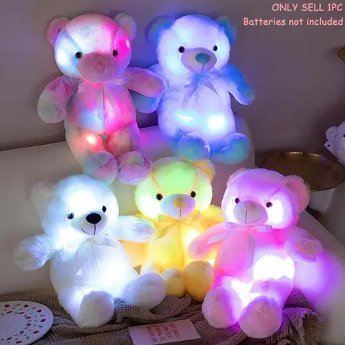 Glowing Bear Plush Toy, Teddy Bear, Soft Bear Stuffed Doll with LED Light, Cute Animals Design Doll for Birthday Gift, Stuffed Animal Gifts, Kids Toys, Teddy Bear Stuffed Animal, Soft Huggable, Home Decoration, Cuddly Stuffed Animal