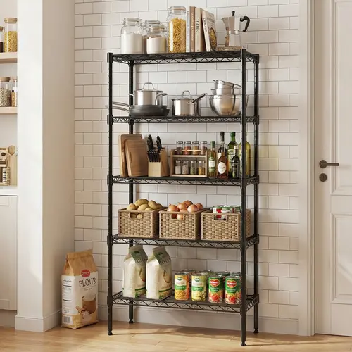 3-Layer Heavy-Duty Adjustable Tiers Rectangle Metal Freestanding Utility Shelves - Rustproof Coating, 250lb Capacity, Rubber Feet, Heat/Cold Resistant Multi-Purpose Garage Organization Closet Storage Bathroom Organizer with Height Adjust Feature