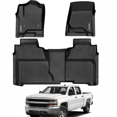 YITAMOTOR Floor Mats Car Accessories for 2014-2018 Chevy Silverado/GMC Sierra 1500 Crew Cab & 2015-2019 Chevy Silverado/GMC Sierra 2500HD 3500HD