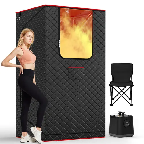 MANASTIN Portable Large Home Steam Sauna Tent with 3L High-Capacity Steamer, Remote Control, 15-Level Pentagon Model Sauna Box, Folding Chair, 5-Layer Waterproof High-Density Fabric, Easy to Set Up, Assembly Required, 15 Levels