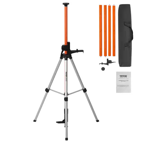 【Summerfinds】VEVOR Laser Level Tripod, Telescopic Heavy-Duty Lightweight Aluminum Stand with 1/4"-20 & 5/8"-11 Thread Mounts, Level Bubble, 40.94-133.85 in Height Adjustment, Foldable Tucks into the Bag for Laser Scanner