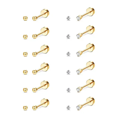 Rhinestone Decor Stud Earrings Set, Stainless Steel Tiny Studs Earrings, Fashion Jewelry for Women & Men, Trendy All-match & Exquisite Jewelry for Birthday Gift, Sparkling Ear Jewelry, High Quality Earrings