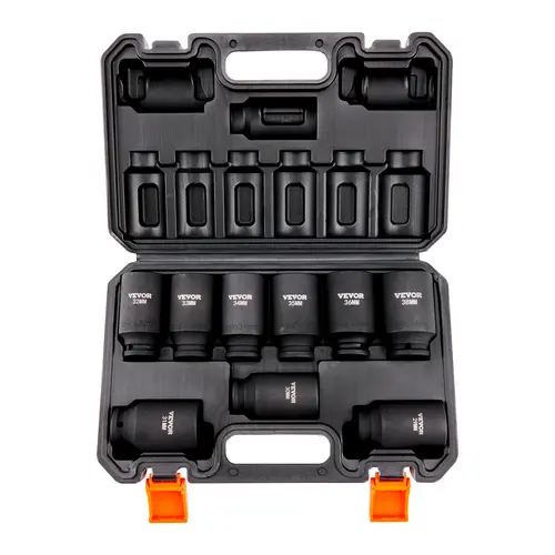 【Summerfinds】VEVOR 1/2" Drive Impact Socket Wrench Set9-Piece Metric Deep Socket Set (29-38mm) 6-Point Cr-Mo Alloy SteelHigh Torque Car Automotive Specialty Mechanic Tools for Auto RepairEasy-to-Read MarkingsRugged ConstructionStorage Case Included, So