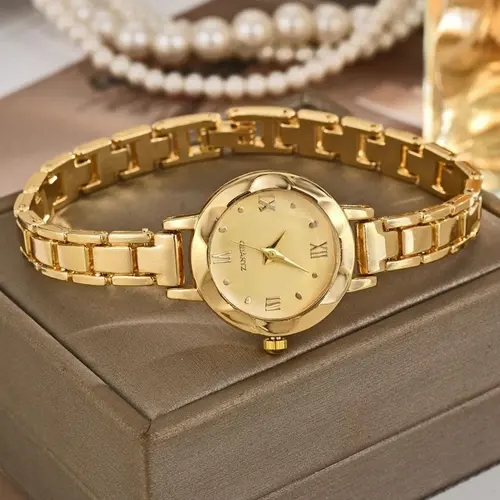 Women's Elegant Round Dial Quartz Watch, Fashionable Wristwatch for Women & Girls, Trendy All-match & Exquisite Watch for Birthday Gift without Box, Fashionable Stylish Watch, Fashionable Watches