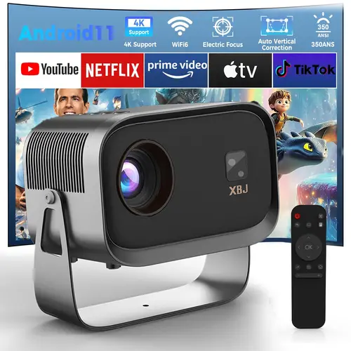 Mini Projector 4K 1080P Support Portable Smart Projector with Wifi and Bluetooth,Auto Focus&Keystone Projector 4K, Screen Movie Home Projector with Auto Keystone Adjustment for Laptops Audio Space projectors