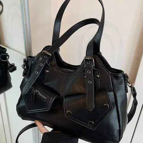 Women's Elegant Grommet Eyelet Design Tote Bag, Fashionable Large Capacity Shoulder Bag, Casual Versatile Crossbody Bag, Stylish Crossbody Purses for Daily Outings, Short Outings, Mothers Day Gift Ideas