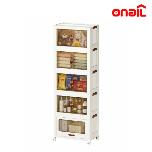 ONAIL Modern Rectangle Drawer-Style Super Large Translucent Foldable Plastic Storage Box with Lid, Stackable Rolling Collapsible Containers for Closet & Bedroom Organization, Foldable Clothes Storage Bin