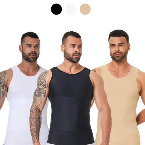 Men's Solid Color Compression Shapewear Tank Top, High Stretch Sleeveless Shaper Vest, Tummy Control Shapewear for Men, Shapewear Garment, Shapewear Tops, Body Shaping Top