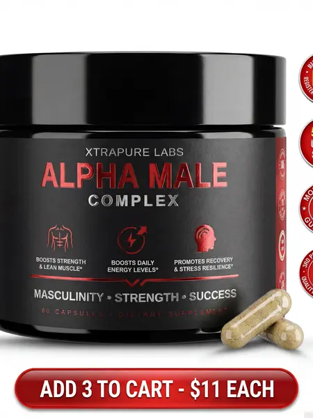 Alpha Male Complex – Clinically Dosed High Potency Men's Health Supplement | Tongkat Ali, Shilajit, Turkesterone & More