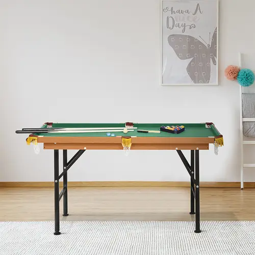 #tiktokshopbacktoschool Soozier 55-Inch Portable Folding Billiards Game Table, MDF Board & Pine Frame with Polyester Fleece Top, ABS & Plastic Accessories Included, for Kids & Adults, Compact, Includes Cue Sticks And Accessories, Adjustable Feet, Mini Poo