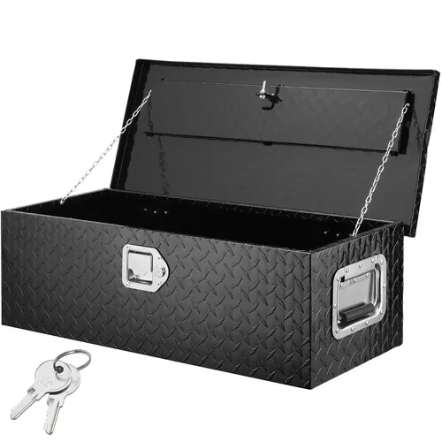 【Summerfinds】VEVOR Heavy Duty Aluminum Truck Bed Tool Box, Diamond Plate Design with Side Handle & Lock Keys, Men's Tool Organizer for Mechanics with Chains, Truck Accessories (30 x 13 x 9.6 inches) for Pickup, RV