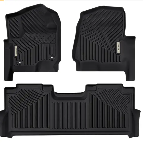 YITAMOTOR Floor Mats Fits for Ford F250/F350/F450 2017-2024 Super Duty Crew Cab w/Under Seat Storage, TPE All Weather Custom Fit F-250/F-350 Car Accessories 1st&2nd Bucket Seats